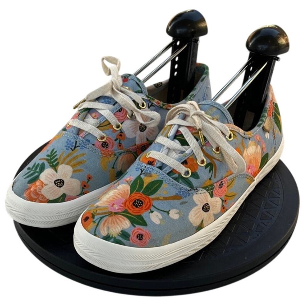 Womens Keds x Rifle Paper Co. WF58358 Canvas Floral Lace Up Sneaker SZ 7 Blue